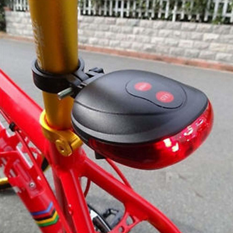 Cycling Rear Tail Safety Warning 5 LED + 2 Laser Flashing Light